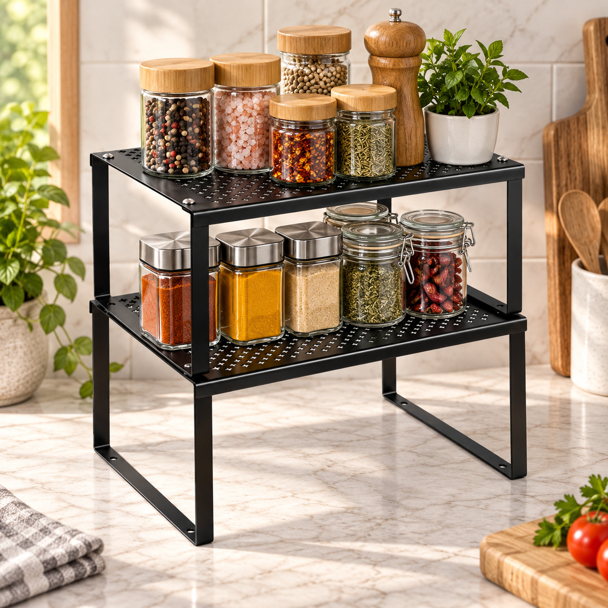 2-Tier Stackable Cabinet Organizer