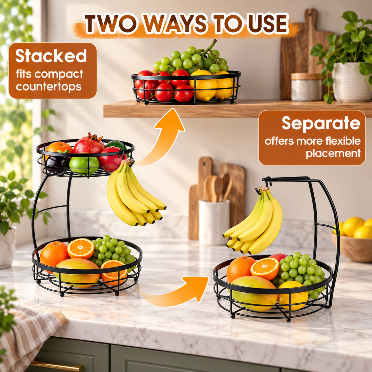 2-Tier Fruit Basket Organizer