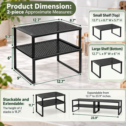2-Tier Stackable Cabinet Organizer