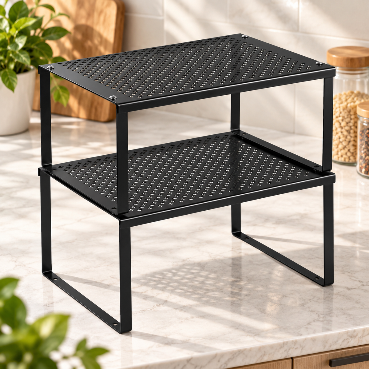 2-Tier Stackable Cabinet Organizer